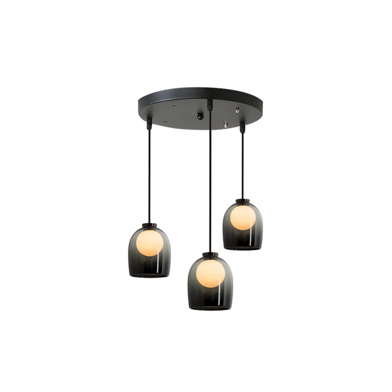 Bell Hanging Light Fixtures Modern Glass Pendant Lamp for Dining Room Table 3 Grey Clearhalo 'Ceiling Lights' 'Glass shade' 'Glass' 'Modern Pendants' 'Modern' 'Pendant Lights' 'Pendants' Lighting' 2548923