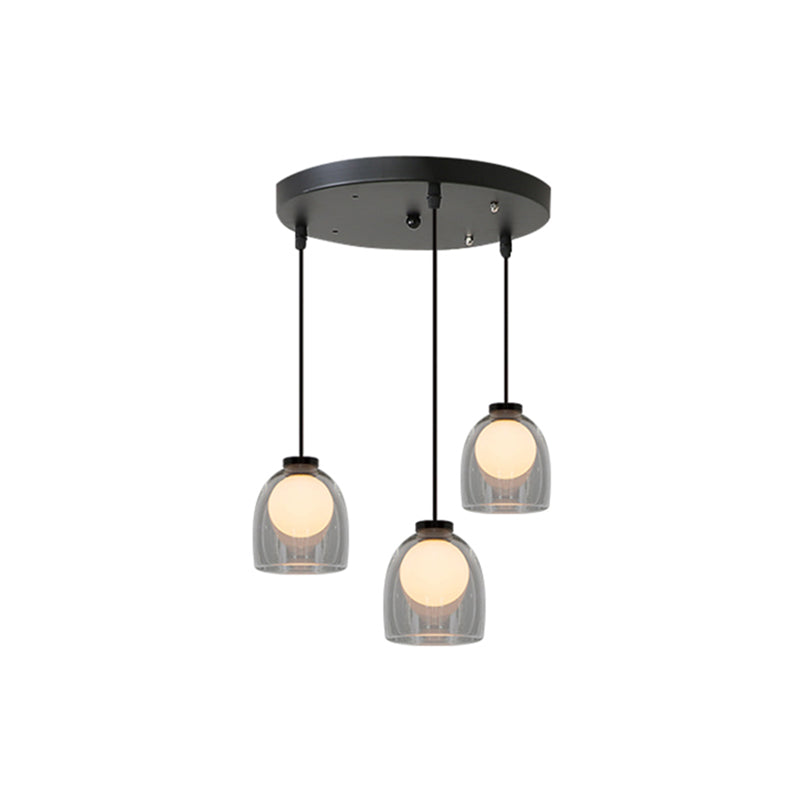 Bell Hanging Light Fixtures Modern Glass Pendant Lamp for Dining Room Table 3 Clear Clearhalo 'Ceiling Lights' 'Glass shade' 'Glass' 'Modern Pendants' 'Modern' 'Pendant Lights' 'Pendants' Lighting' 2548924