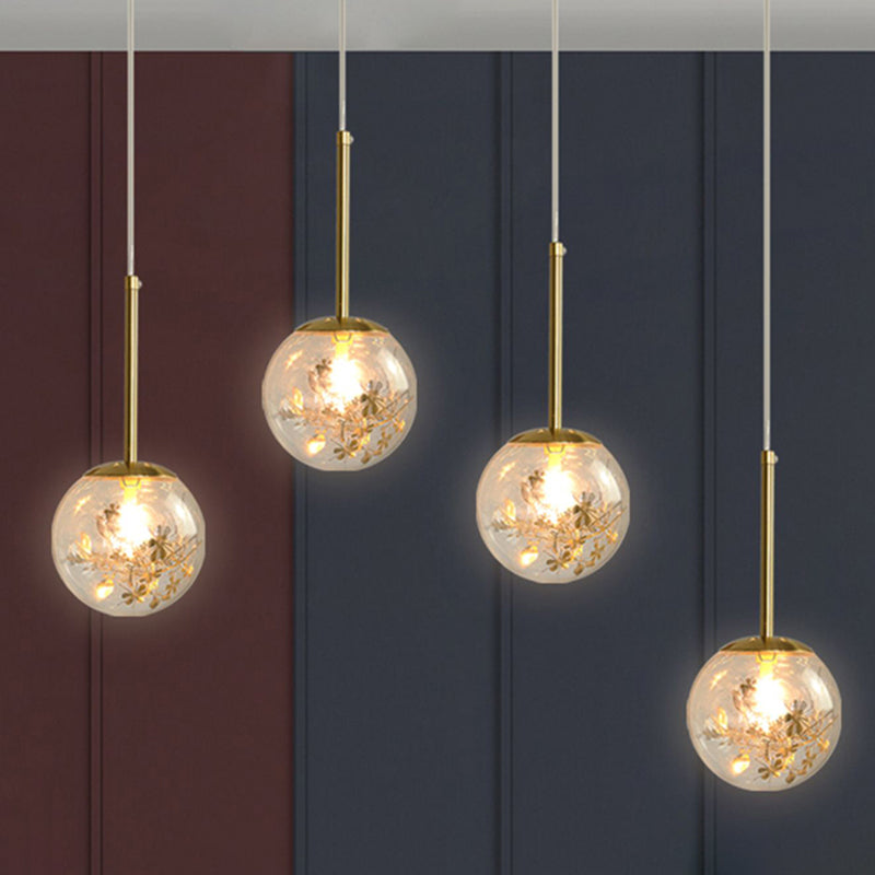 Spherical Glass Hanging Ceiling Light Modern 1 Light Bedroom Pendant Lamp in Gold Clearhalo 'Ceiling Lights' 'Glass shade' 'Glass' 'Modern Pendants' 'Modern' 'Pendant Lights' 'Pendants' Lighting' 2548933