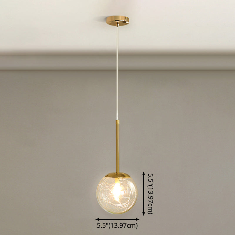 Spherical Glass Hanging Ceiling Light Modern 1 Light Bedroom Pendant Lamp in Gold Clearhalo 'Ceiling Lights' 'Glass shade' 'Glass' 'Modern Pendants' 'Modern' 'Pendant Lights' 'Pendants' Lighting' 2548942