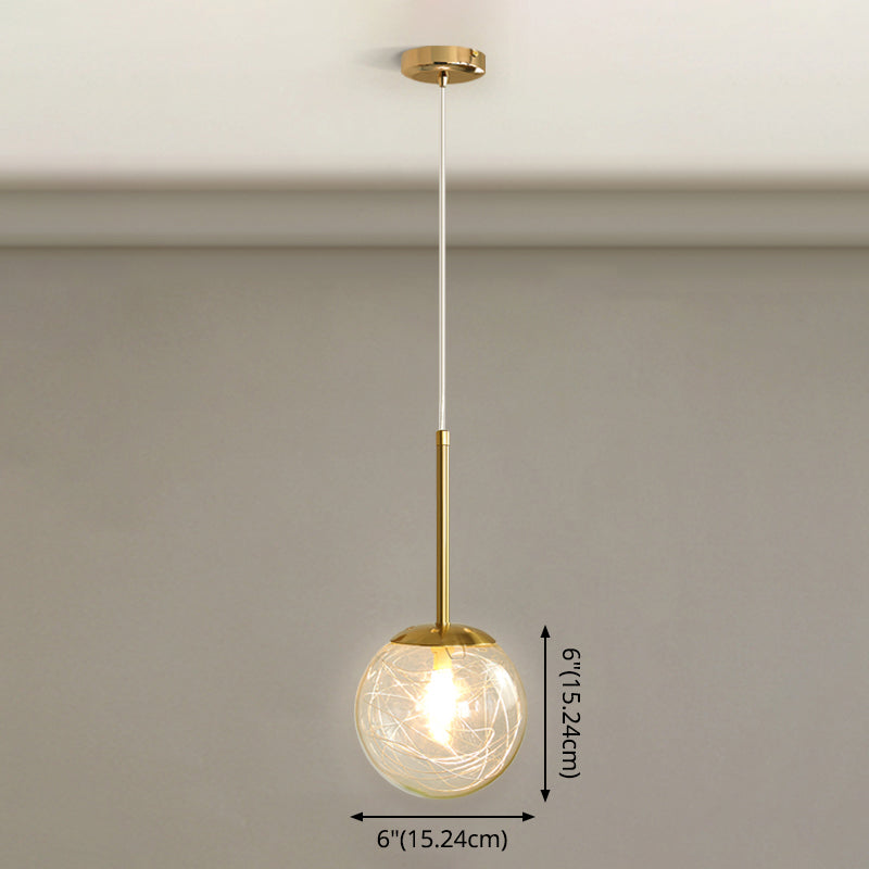 Spherical Glass Hanging Ceiling Light Modern 1 Light Bedroom Pendant Lamp in Gold Clearhalo 'Ceiling Lights' 'Glass shade' 'Glass' 'Modern Pendants' 'Modern' 'Pendant Lights' 'Pendants' Lighting' 2548943
