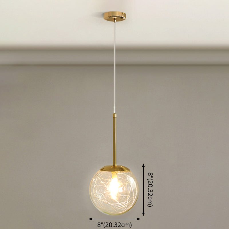 Spherical Glass Hanging Ceiling Light Modern 1 Light Bedroom Pendant Lamp in Gold Clearhalo 'Ceiling Lights' 'Glass shade' 'Glass' 'Modern Pendants' 'Modern' 'Pendant Lights' 'Pendants' Lighting' 2548944