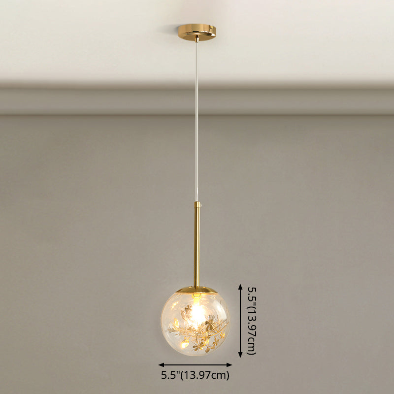 Spherical Glass Hanging Ceiling Light Modern 1 Light Bedroom Pendant Lamp in Gold Clearhalo 'Ceiling Lights' 'Glass shade' 'Glass' 'Modern Pendants' 'Modern' 'Pendant Lights' 'Pendants' Lighting' 2548945