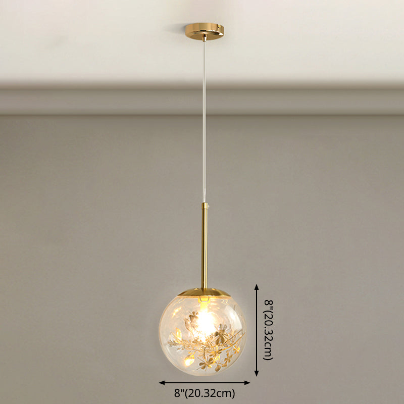 Spherical Glass Hanging Ceiling Light Modern 1 Light Bedroom Pendant Lamp in Gold Clearhalo 'Ceiling Lights' 'Glass shade' 'Glass' 'Modern Pendants' 'Modern' 'Pendant Lights' 'Pendants' Lighting' 2548947