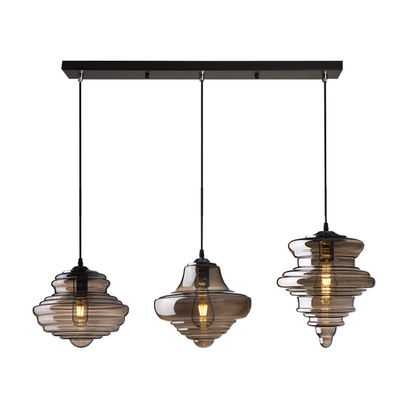 Pendant Modern Glass Spool Pendant Lighting for Dining Room Table Clearhalo 'Ceiling Lights' 'Glass shade' 'Glass' 'Modern Pendants' 'Modern' 'Pendant Lights' 'Pendants' Lighting' 2548957