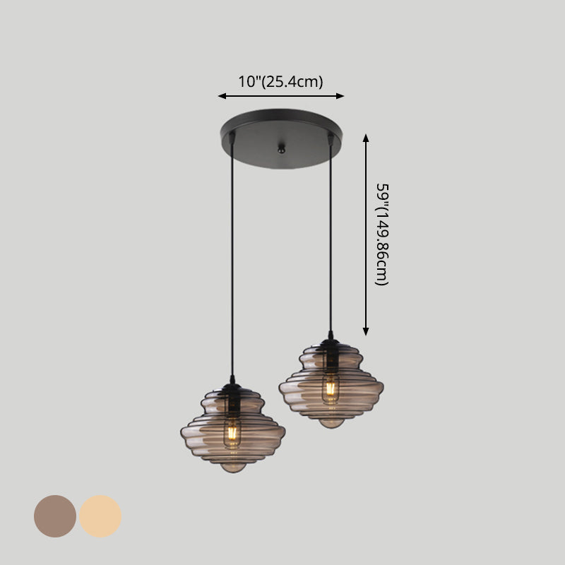 Pendant Modern Glass Spool Pendant Lighting for Dining Room Table Clearhalo 'Ceiling Lights' 'Glass shade' 'Glass' 'Modern Pendants' 'Modern' 'Pendant Lights' 'Pendants' Lighting' 2548959