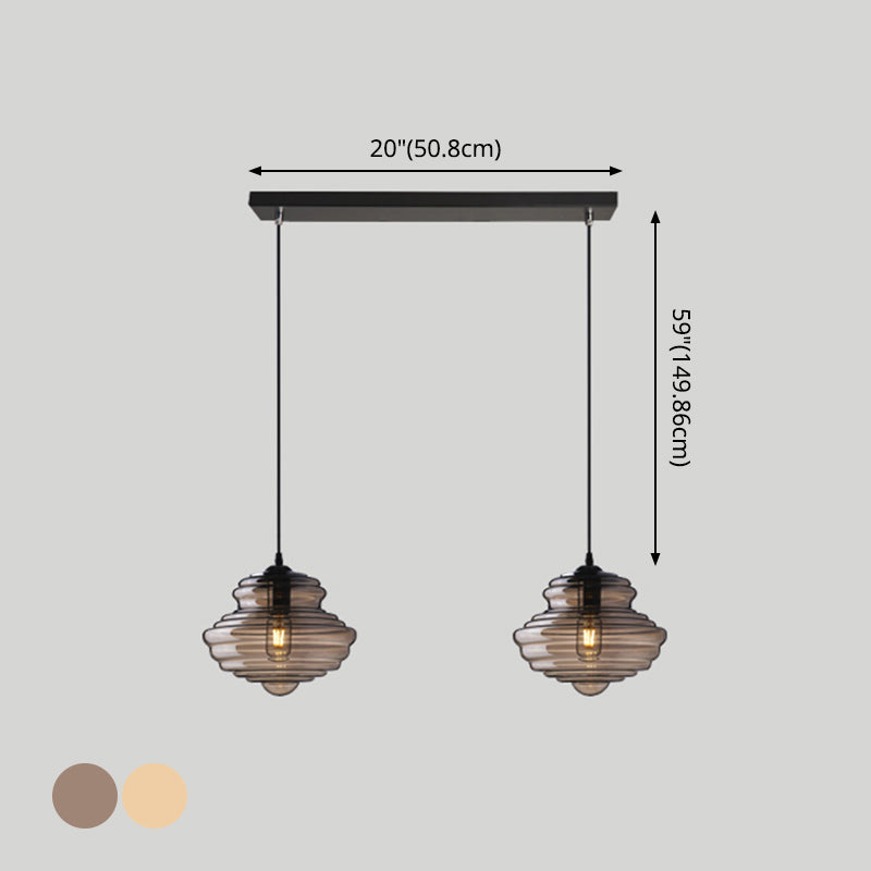 Pendant Modern Glass Spool Pendant Lighting for Dining Room Table Clearhalo 'Ceiling Lights' 'Glass shade' 'Glass' 'Modern Pendants' 'Modern' 'Pendant Lights' 'Pendants' Lighting' 2548961