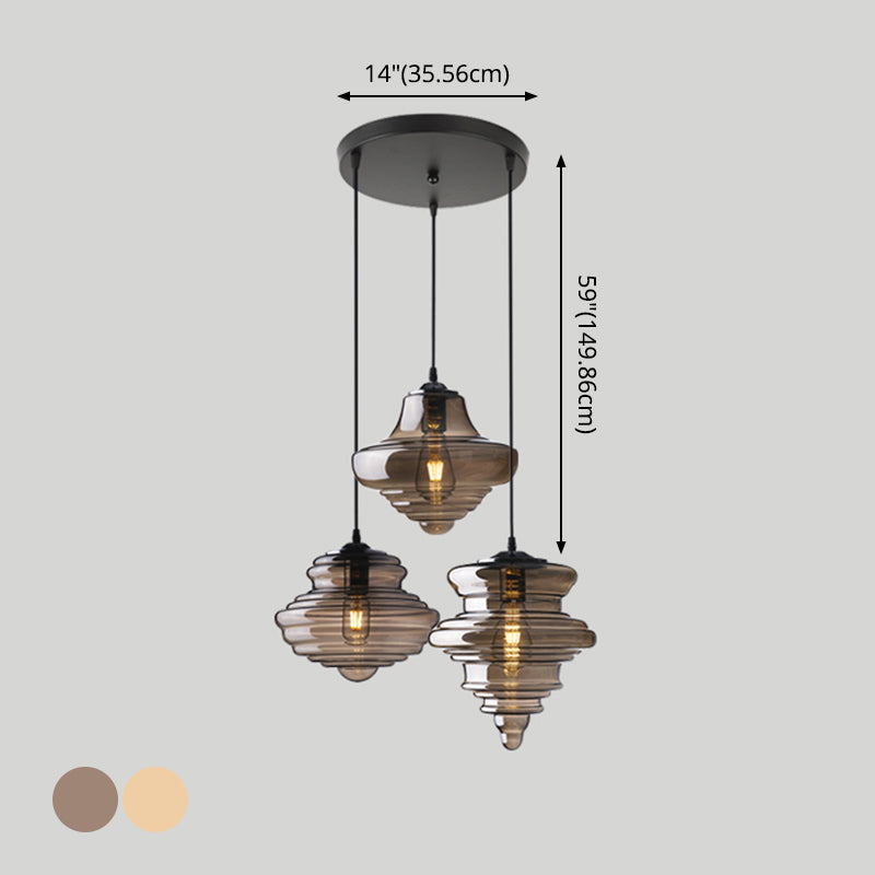 Pendant Modern Glass Spool Pendant Lighting for Dining Room Table Clearhalo 'Ceiling Lights' 'Glass shade' 'Glass' 'Modern Pendants' 'Modern' 'Pendant Lights' 'Pendants' Lighting' 2548963