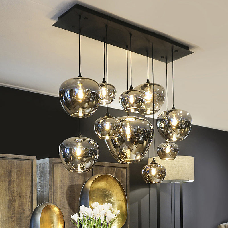 Gray Pendant Light Contemporary Smoked Glass Hanging Lights for Dining Room Table Clearhalo 'Ceiling Lights' 'Glass shade' 'Glass' 'Modern Pendants' 'Modern' 'Pendant Lights' 'Pendants' Lighting' 2548965