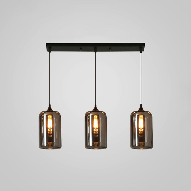 Gray Pendant Light Contemporary Smoked Glass Hanging Lights for Dining Room Table 3 Grey Clearhalo 'Ceiling Lights' 'Glass shade' 'Glass' 'Modern Pendants' 'Modern' 'Pendant Lights' 'Pendants' Lighting' 2548967