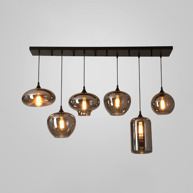 Gray Pendant Light Contemporary Smoked Glass Hanging Lights for Dining Room Table 6 Grey Clearhalo 'Ceiling Lights' 'Glass shade' 'Glass' 'Modern Pendants' 'Modern' 'Pendant Lights' 'Pendants' Lighting' 2548968