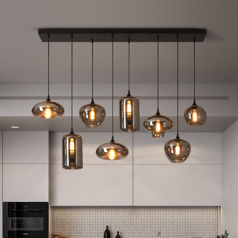 Gray Pendant Light Contemporary Smoked Glass Hanging Lights for Dining Room Table Clearhalo 'Ceiling Lights' 'Glass shade' 'Glass' 'Modern Pendants' 'Modern' 'Pendant Lights' 'Pendants' Lighting' 2548969