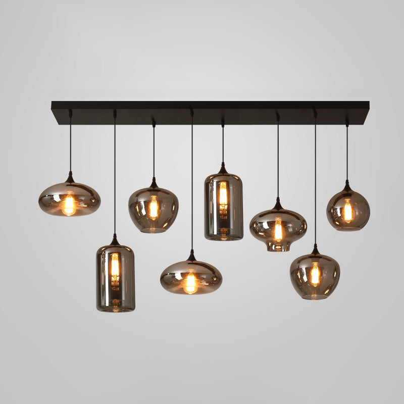 Gray Pendant Light Contemporary Smoked Glass Hanging Lights for Dining Room Table 8 Grey Clearhalo 'Ceiling Lights' 'Glass shade' 'Glass' 'Modern Pendants' 'Modern' 'Pendant Lights' 'Pendants' Lighting' 2548970