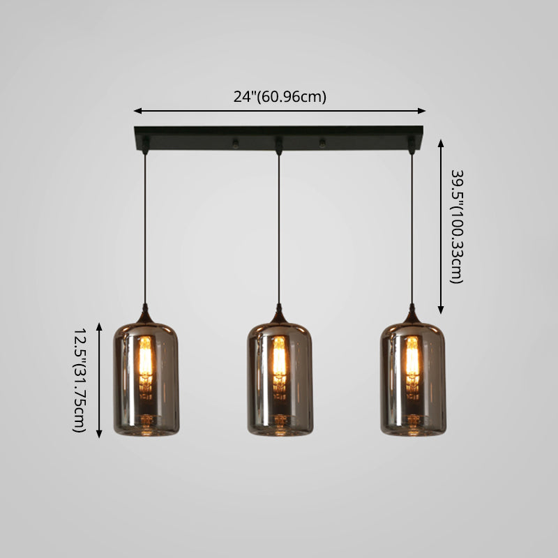 Gray Pendant Light Contemporary Smoked Glass Hanging Lights for Dining Room Table Clearhalo 'Ceiling Lights' 'Glass shade' 'Glass' 'Modern Pendants' 'Modern' 'Pendant Lights' 'Pendants' Lighting' 2548976