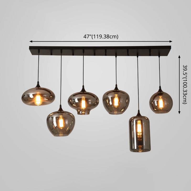 Gray Pendant Light Contemporary Smoked Glass Hanging Lights for Dining Room Table Clearhalo 'Ceiling Lights' 'Glass shade' 'Glass' 'Modern Pendants' 'Modern' 'Pendant Lights' 'Pendants' Lighting' 2548977