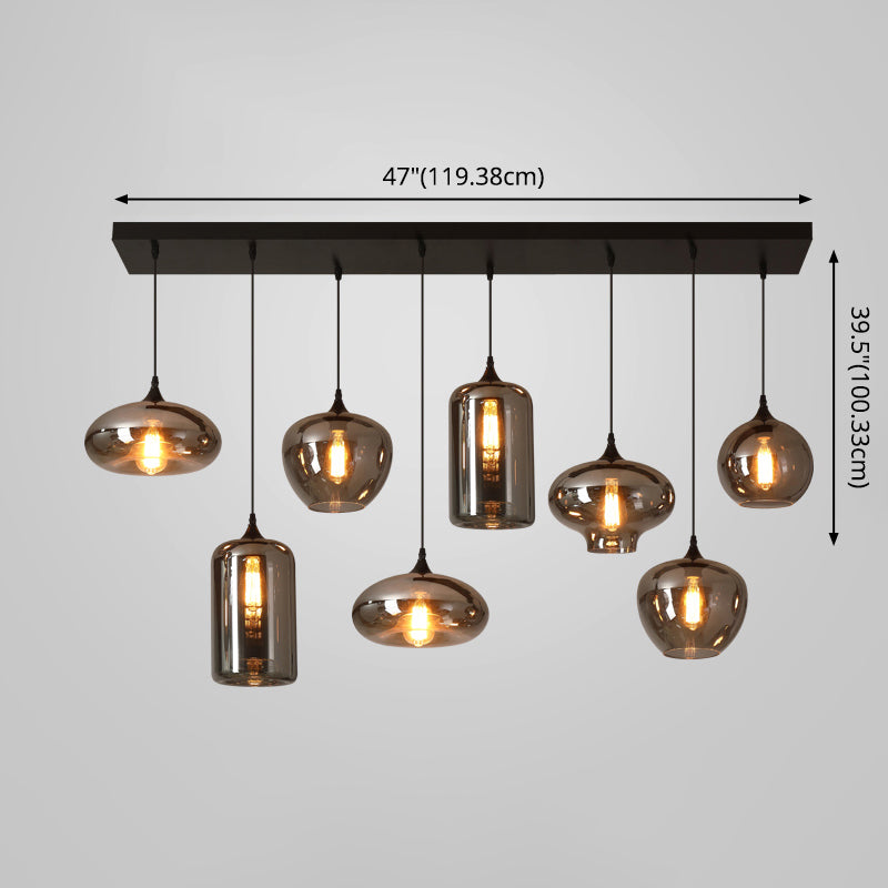Gray Pendant Light Contemporary Smoked Glass Hanging Lights for Dining Room Table Clearhalo 'Ceiling Lights' 'Glass shade' 'Glass' 'Modern Pendants' 'Modern' 'Pendant Lights' 'Pendants' Lighting' 2548978
