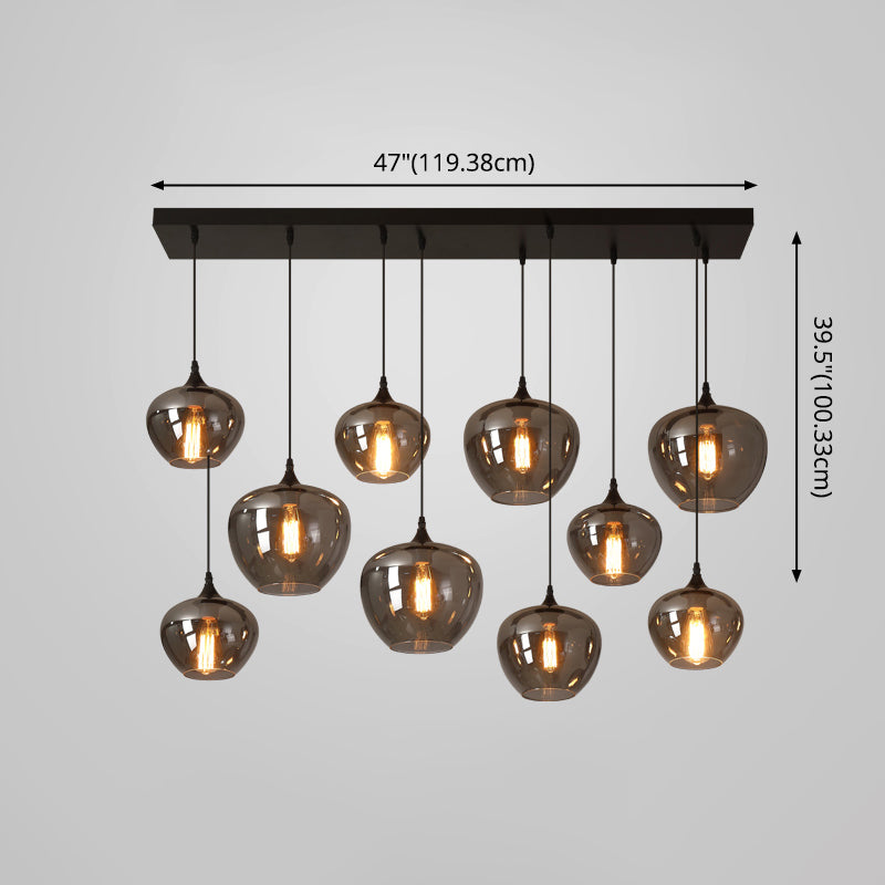 Gray Pendant Light Contemporary Smoked Glass Hanging Lights for Dining Room Table Clearhalo 'Ceiling Lights' 'Glass shade' 'Glass' 'Modern Pendants' 'Modern' 'Pendant Lights' 'Pendants' Lighting' 2548979