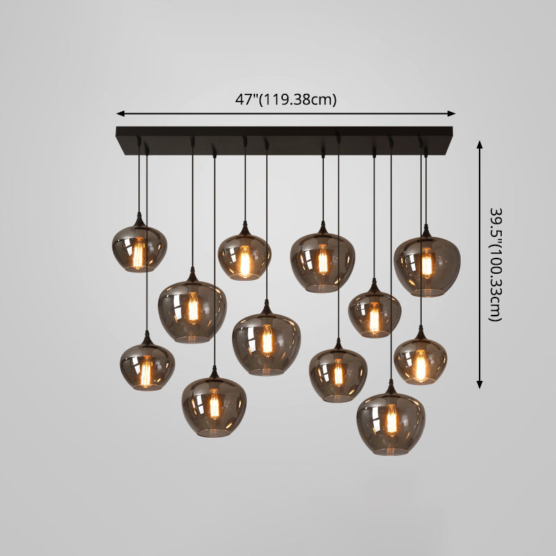 Gray Pendant Light Contemporary Smoked Glass Hanging Lights for Dining Room Table Clearhalo 'Ceiling Lights' 'Glass shade' 'Glass' 'Modern Pendants' 'Modern' 'Pendant Lights' 'Pendants' Lighting' 2548980