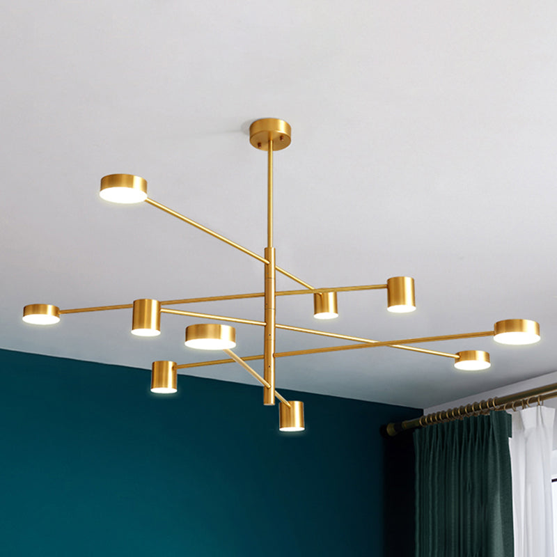 Gold Pendant Lighting Fixtures Modern Metal Flat Discs Hanging Ceiling Light 10 Gold Clearhalo 'Ceiling Lights' 'Chandeliers' 'Modern Chandeliers' 'Modern' Lighting' 2549068
