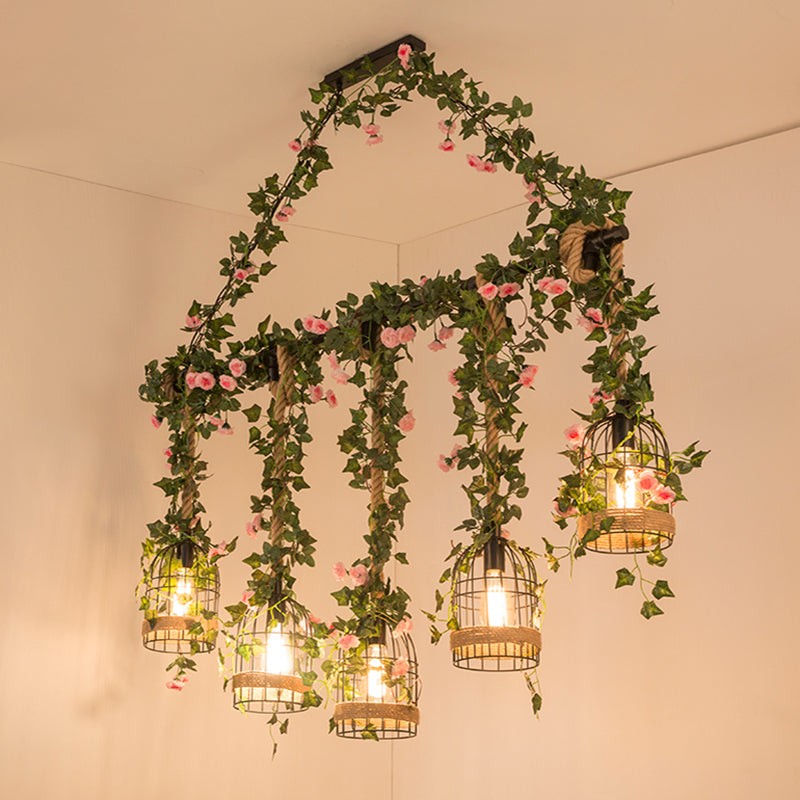 Black Hanging Island Light Industrial Retro Metal Pendant Light Clearhalo 'Ceiling Lights' 'Island Lights' Lighting' 2549091