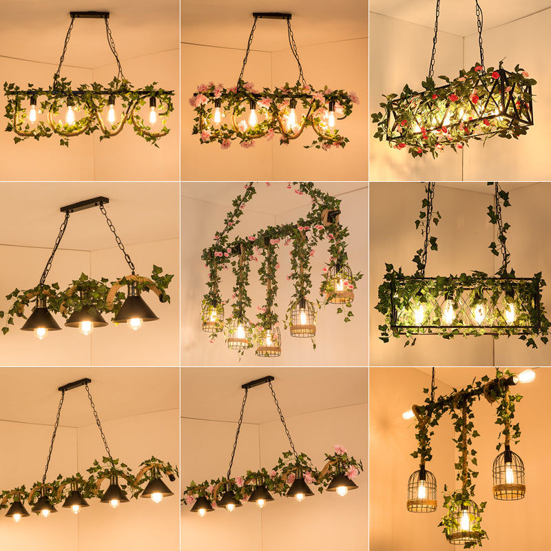 Black Hanging Island Light Industrial Retro Metal Pendant Light Clearhalo 'Ceiling Lights' 'Island Lights' Lighting' 2549095