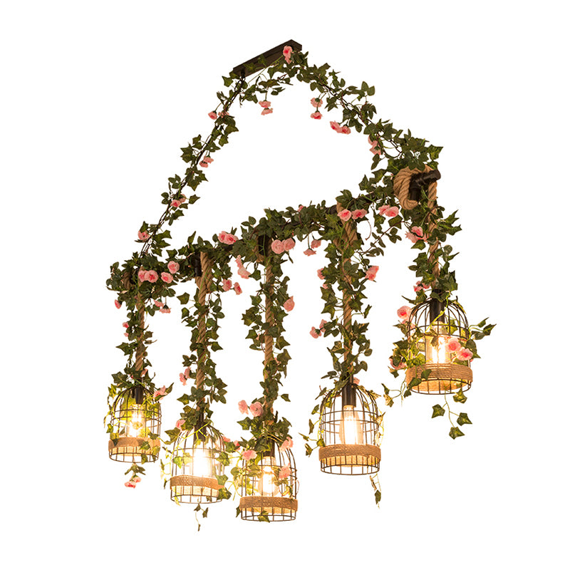 Black Hanging Island Light Industrial Retro Metal Pendant Light Clearhalo 'Ceiling Lights' 'Island Lights' Lighting' 2549097