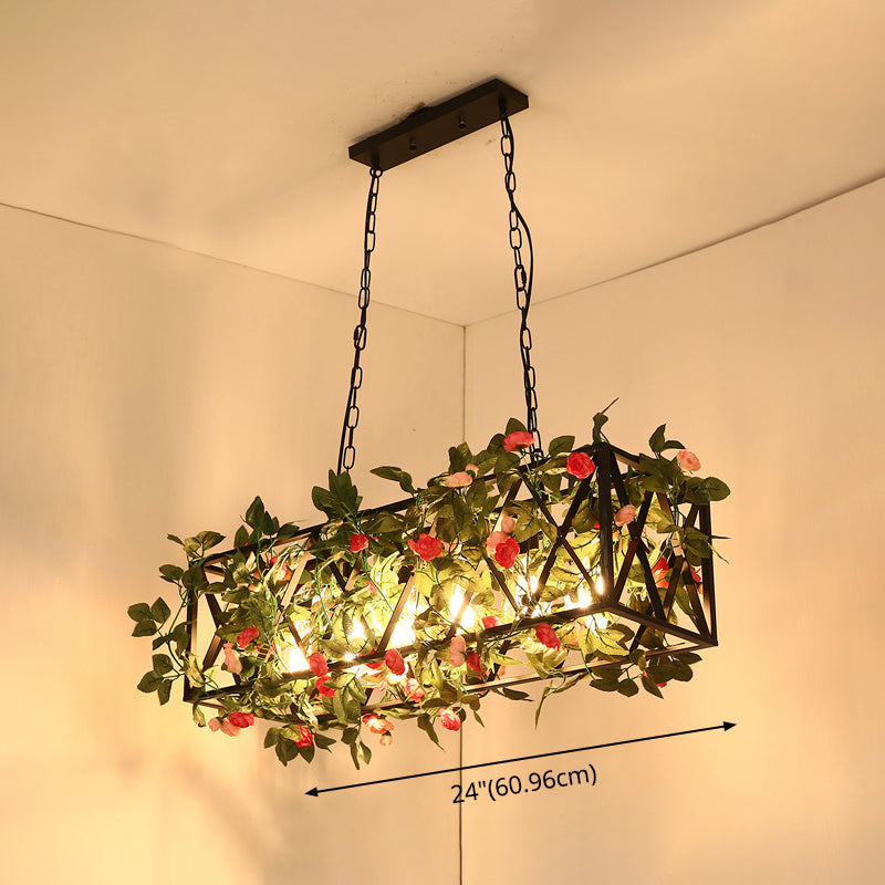 Black Hanging Island Light Industrial Retro Metal Pendant Light Clearhalo 'Ceiling Lights' 'Island Lights' Lighting' 2549100