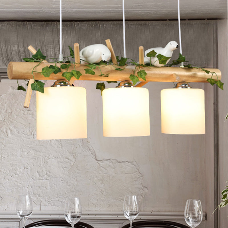 Wood Island Light Modern Natural Wood Linear Island Lighting for Restaurant Clearhalo 'Ceiling Lights' 'Island Lights' Lighting' 2549113