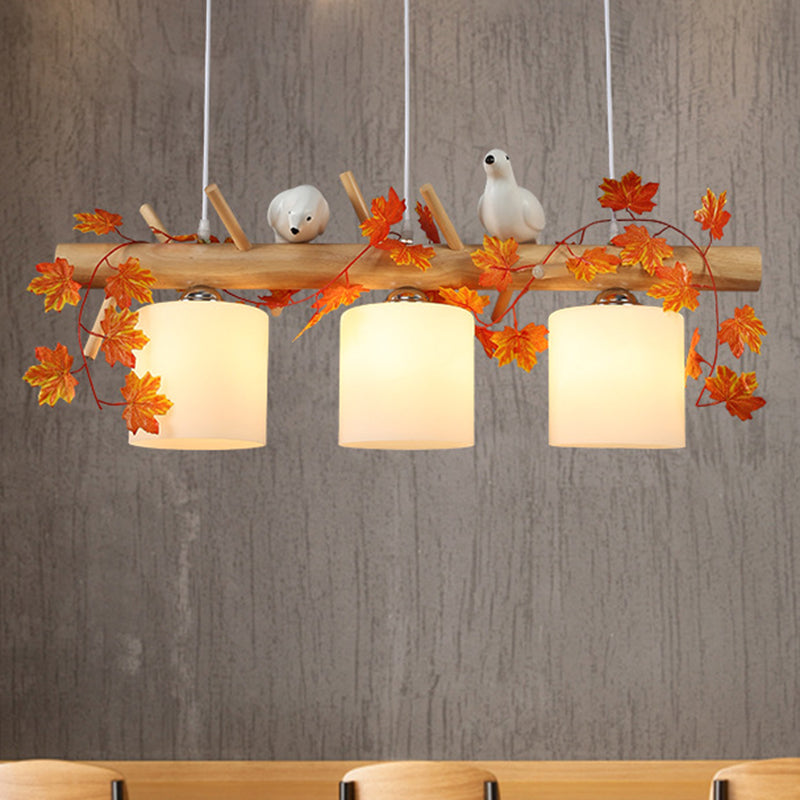 Wood Island Light Modern Natural Wood Linear Island Lighting for Restaurant Clearhalo 'Ceiling Lights' 'Island Lights' Lighting' 2549117