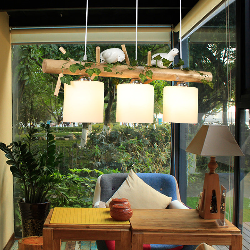 Wood Island Light Modern Natural Wood Linear Island Lighting for Restaurant Clearhalo 'Ceiling Lights' 'Island Lights' Lighting' 2549119