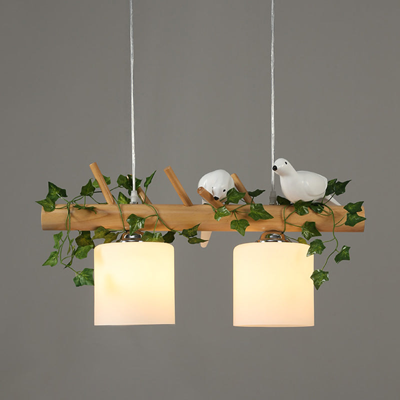 Wood Island Light Modern Natural Wood Linear Island Lighting for Restaurant Clearhalo 'Ceiling Lights' 'Island Lights' Lighting' 2549122