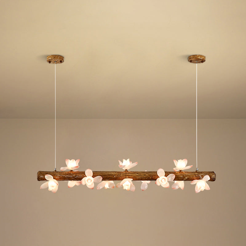 Island Pendant Modern Linear Metal Hanging Lamp in Brown 12 Brown Lotus Clearhalo 'Ceiling Lights' 'Island Lights' Lighting' 2549124