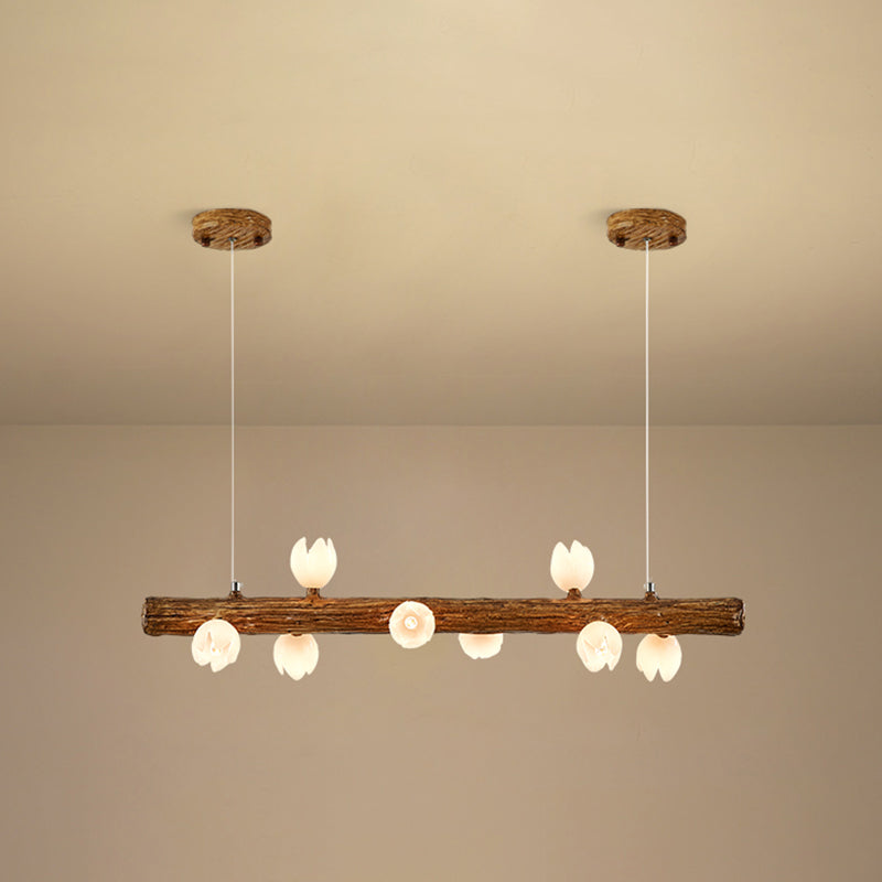Island Pendant Modern Linear Metal Hanging Lamp in Brown 8 Brown Flower Clearhalo 'Ceiling Lights' 'Island Lights' Lighting' 2549129