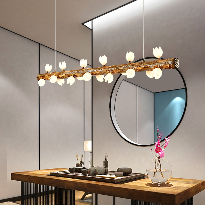Island Pendant Modern Linear Metal Hanging Lamp in Brown Clearhalo 'Ceiling Lights' 'Island Lights' Lighting' 2549130