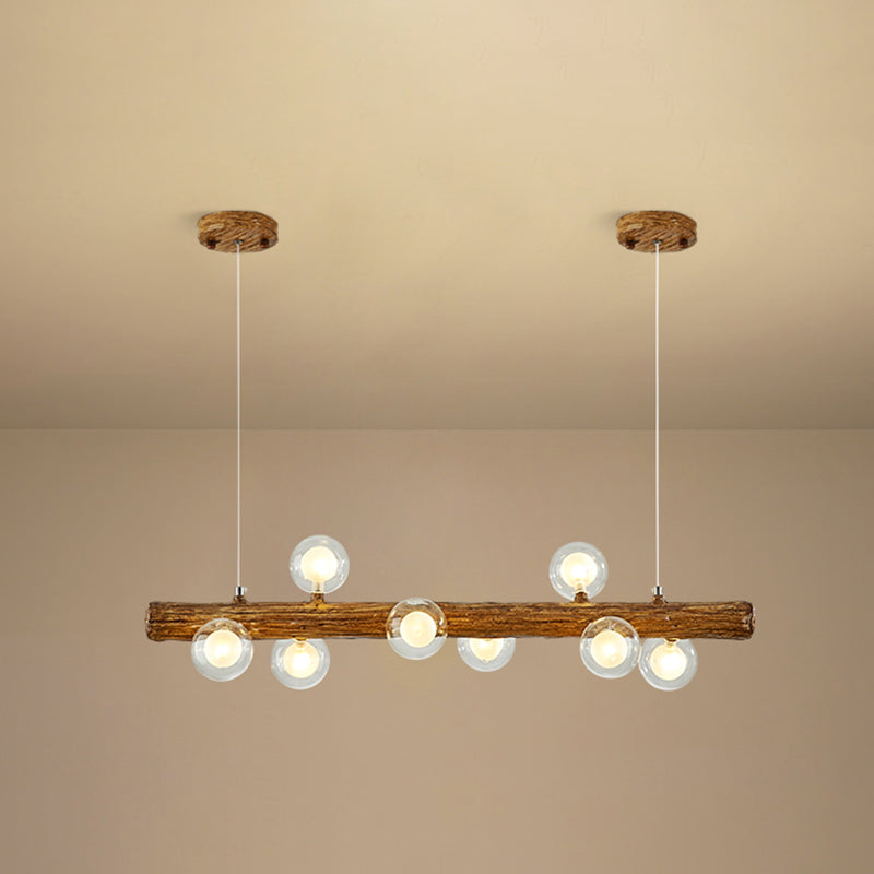 Island Pendant Modern Linear Metal Hanging Lamp in Brown 8 Brown Bubble Clearhalo 'Ceiling Lights' 'Island Lights' Lighting' 2549131