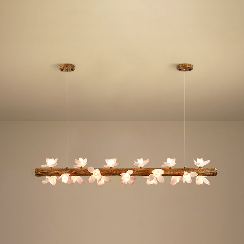 Island Pendant Modern Linear Metal Hanging Lamp in Brown 18 Brown Lotus Clearhalo 'Ceiling Lights' 'Island Lights' Lighting' 2549134