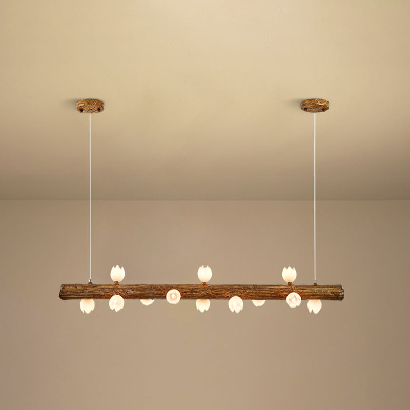 Island Pendant Modern Linear Metal Hanging Lamp in Brown 12 Brown Flower Clearhalo 'Ceiling Lights' 'Island Lights' Lighting' 2549143