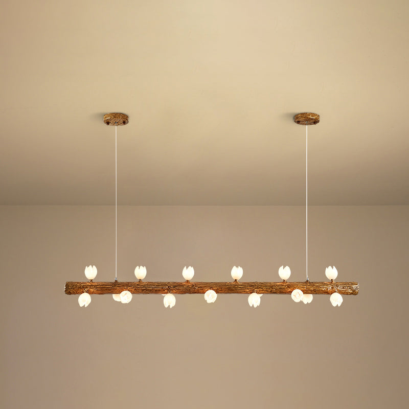 Island Pendant Modern Linear Metal Hanging Lamp in Brown 18 Brown Flower Clearhalo 'Ceiling Lights' 'Island Lights' Lighting' 2549144