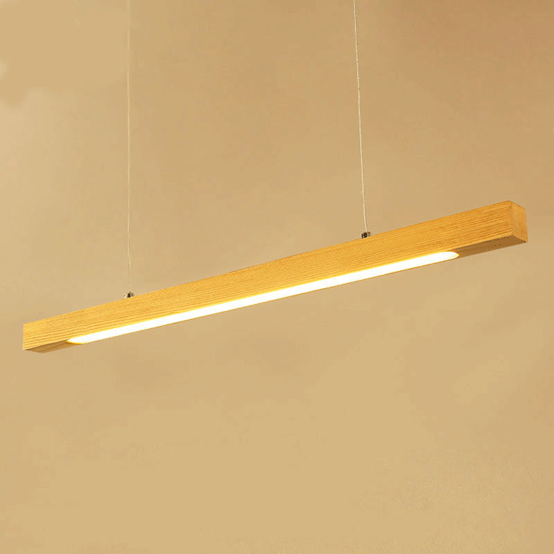 Simple Linear Island Pendant Light Wood Hanging Lamp in Natural Wood Clearhalo 'Ceiling Lights' 'Island Lights' Lighting' 2549154