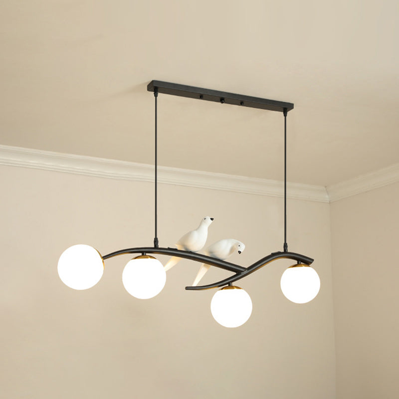 Island Pendant Light Modern Milk Frosted Glass Lampshade Island Pendant for Dining Room Black Clearhalo 'Ceiling Lights' 'Island Lights' Lighting' 2549182