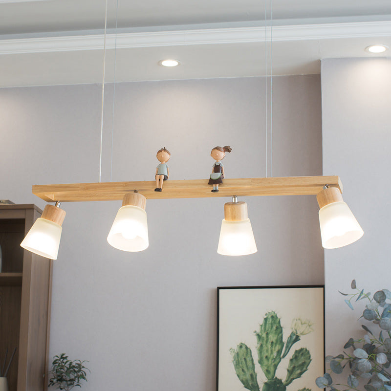 Rectangle Island Pendant Modern Wood Pendant Lighting in Natural Wood Clearhalo 'Ceiling Lights' 'Island Lights' Lighting' 2549192