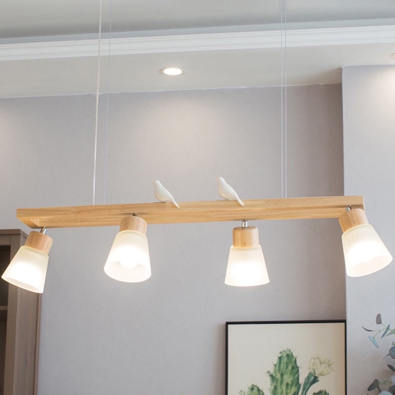 Rectangle Island Pendant Modern Wood Pendant Lighting in Natural Wood Clearhalo 'Ceiling Lights' 'Island Lights' Lighting' 2549193
