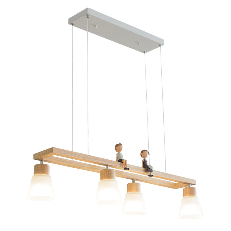 Rectangle Island Pendant Modern Wood Pendant Lighting in Natural Wood Clearhalo 'Ceiling Lights' 'Island Lights' Lighting' 2549195