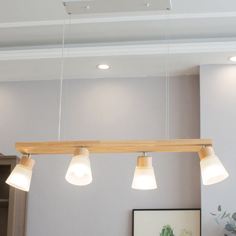 Rectangle Island Pendant Modern Wood Pendant Lighting in Natural Wood Clearhalo 'Ceiling Lights' 'Island Lights' Lighting' 2549197
