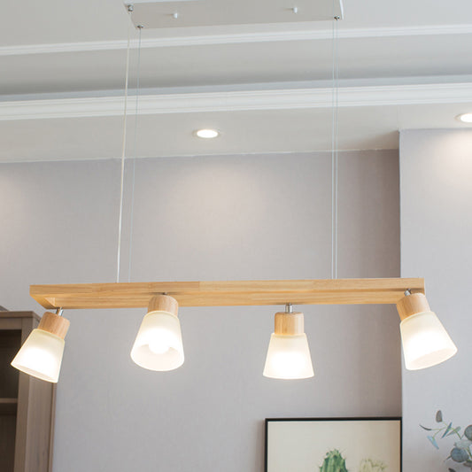 Rectangle Island Pendant Modern Wood Pendant Lighting in Natural Wood Clearhalo 'Ceiling Lights' 'Island Lights' Lighting' 2549197