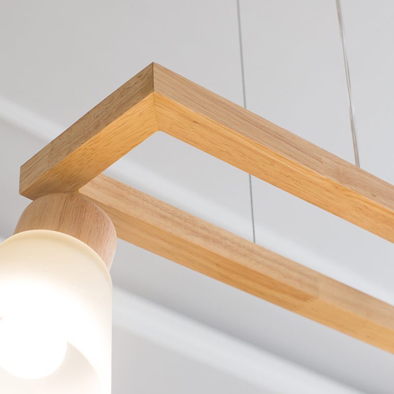 Rectangle Island Pendant Modern Wood Pendant Lighting in Natural Wood Clearhalo 'Ceiling Lights' 'Island Lights' Lighting' 2549198