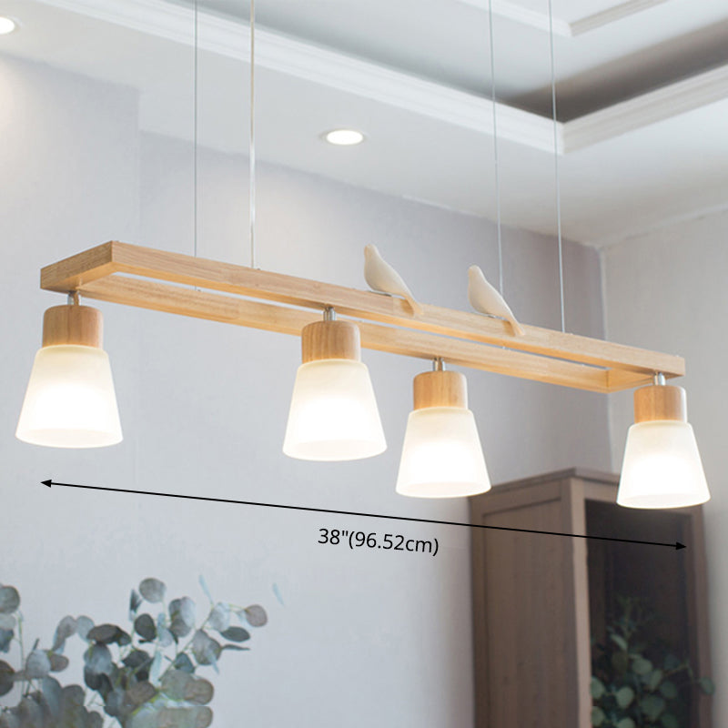 Rectangle Island Pendant Modern Wood Pendant Lighting in Natural Wood Clearhalo 'Ceiling Lights' 'Island Lights' Lighting' 2549201