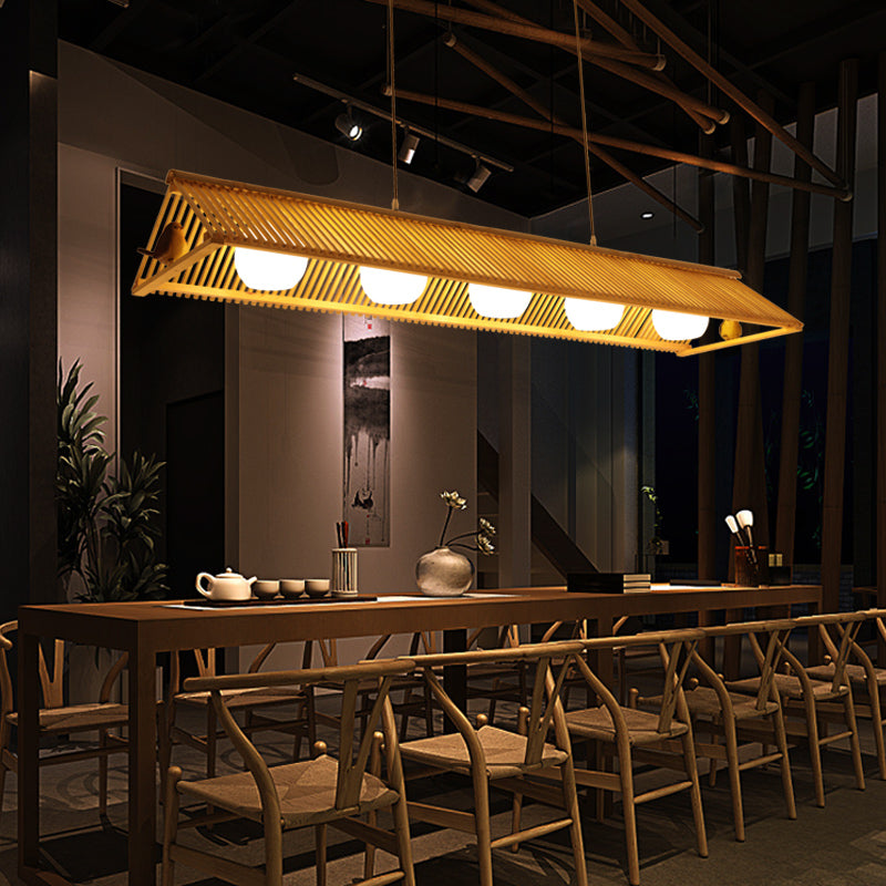 Triangle Island Pendant Asian Wood Pendant Lighting in Natural Wood Clearhalo 'Ceiling Lights' 'Island Lights' Lighting' 2549209