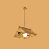 Triangle Island Pendant Asian Wood Pendant Lighting in Natural Wood 1 Wood Clearhalo 'Ceiling Lights' 'Island Lights' Lighting' 2549210