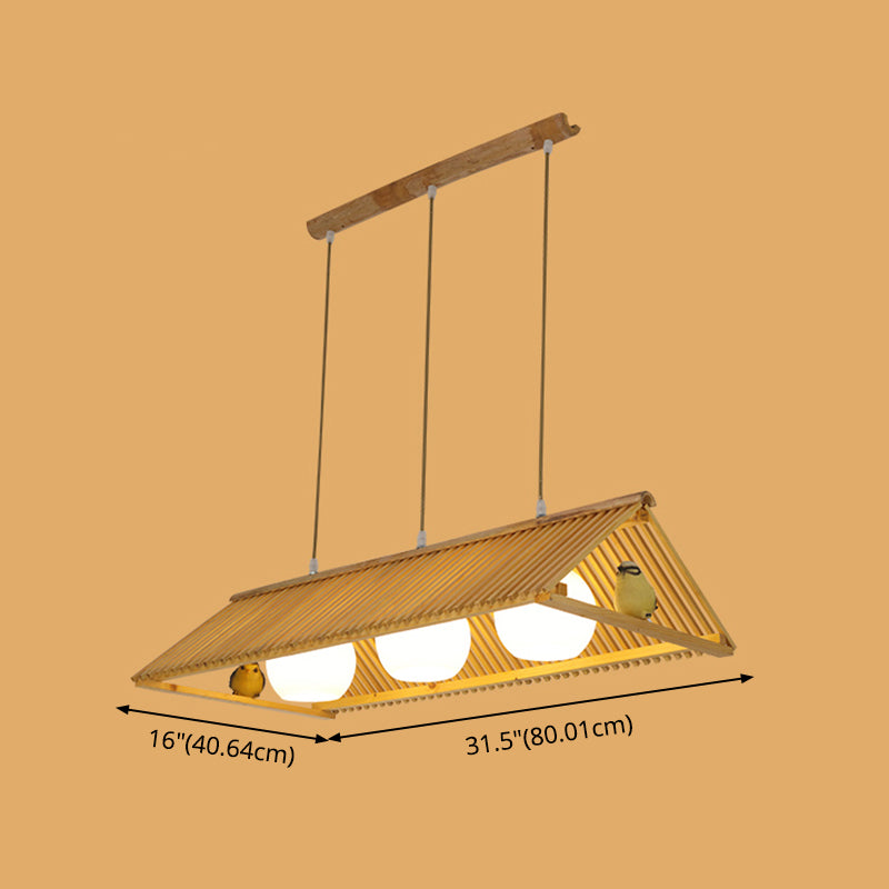 Triangle Island Pendant Asian Wood Pendant Lighting in Natural Wood Clearhalo 'Ceiling Lights' 'Island Lights' Lighting' 2549215